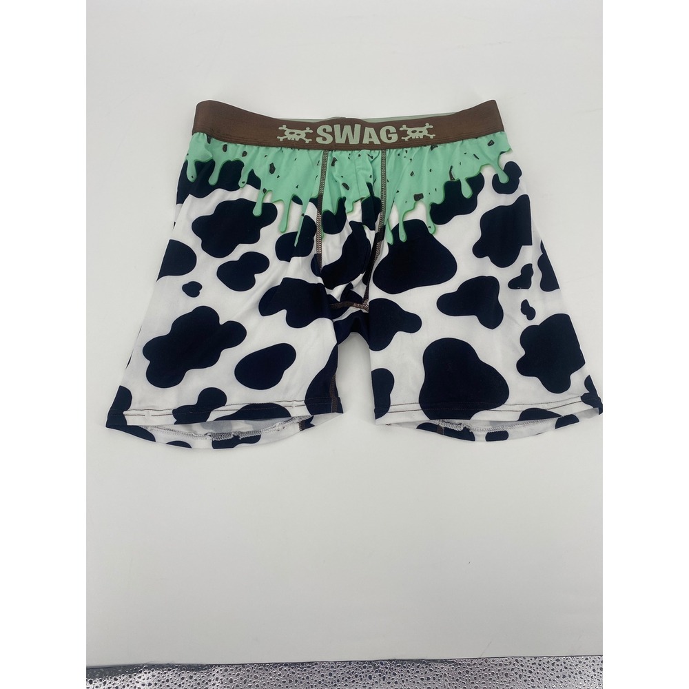 SWAG Boxer Briefs Cow Print Slime Graphic Mens XL White Black Green Underwear